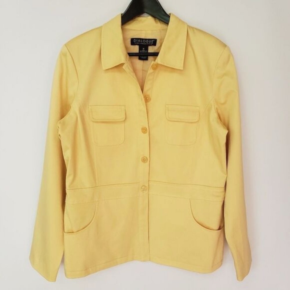Dialogue Button Front Blazer Jacket Light Yellow … - image 7